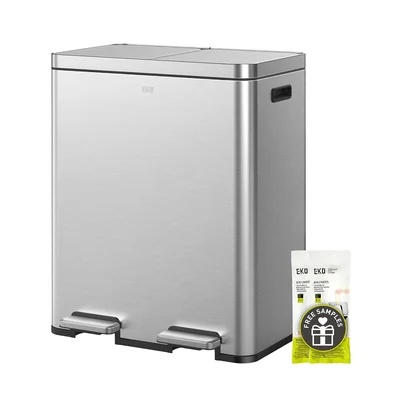 EKO Edison Dual Trash Can for Recycling and Trash, 8+8 Gallons Kitchen