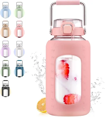 WINSA 84oz Pink Glass Water Bottle for Stylish Daily Hydration Needs