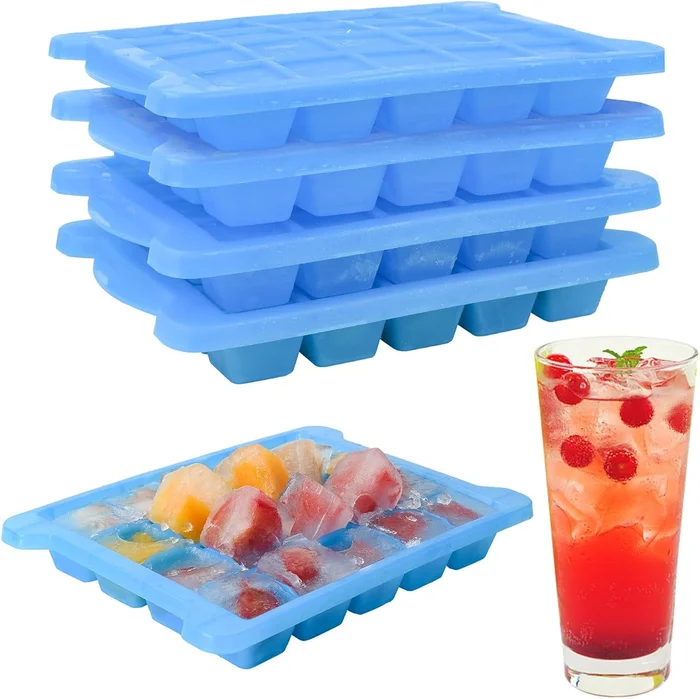 4 Pack Mini Ice Cube Trays for Freezer Easy Release and Stackable Smal