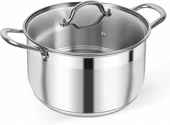 Kirecoo 8 Quart Stainless Steel Induction Stock Pot with Visible Lid f