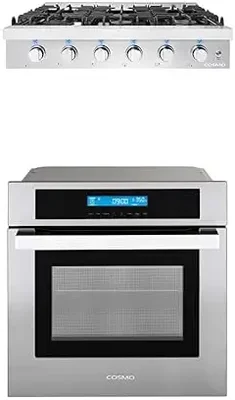 Cosmo 36-Inch Gas Cooktop and 24-Inch Electric Wall Oven Two-Piece Kit
