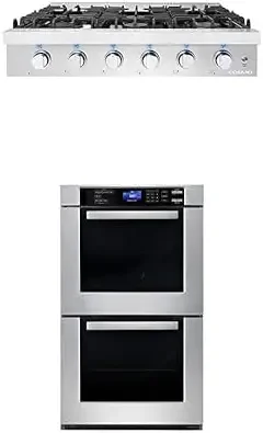 Cosmo 36-Inch Gas Cooktop and 30-Inch Double Electric Wall Oven Two-Pi