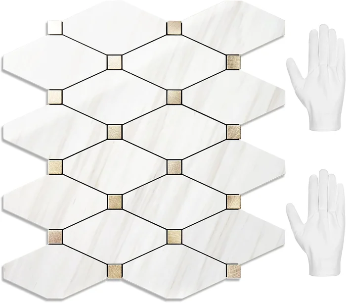 STICKGOO 10 Sheets Peel and Stick Backsplash, Polished Dolomite Thicke