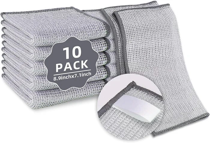 PIPUHA 10 Pack Non-Scratch Stainless Steel Scrubbers Feature Reusable