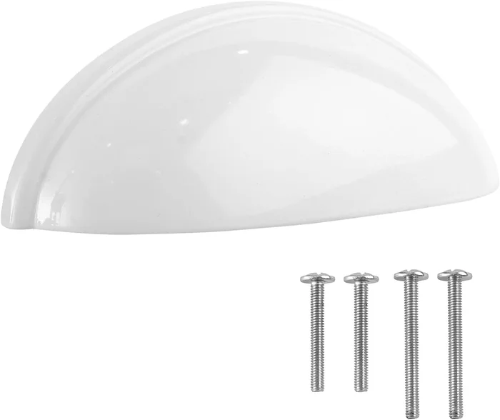FIGO HOME 10 Pack White Cup Drawer Pulls 3 Inch Cabinet Handles for Ca