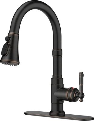 FORIOUS Vintage Kitchen Faucets with Pull Down Sprayer, Oil Rubbed Bro