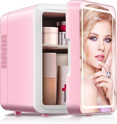 Reemix Skincare Fridge Mini Beauty Fridge with LED Mirror for Cosmetic