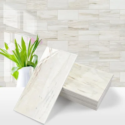 Vamos Tile 100-Piece Glossy Wooden Marble Grain Peel and Stick Backspl