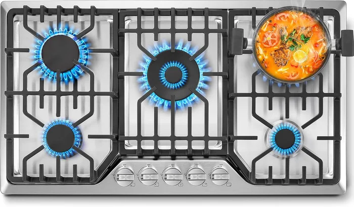 Amzgachfktch 36 Inch Gas Cooktop 5 Italy Sabaf Sealed Burners Max 4830