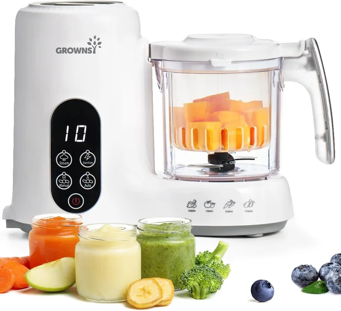 Grownsy White Baby Food Maker and Steamer Blender Processor for Easy N