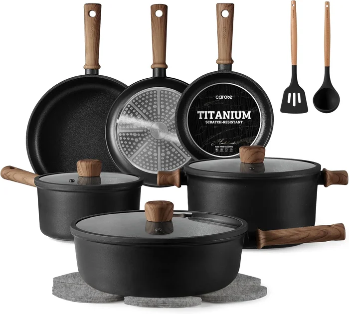 CAROTE 16pcs Pots and Pans Set with Premium Nonstick Coating for Healt