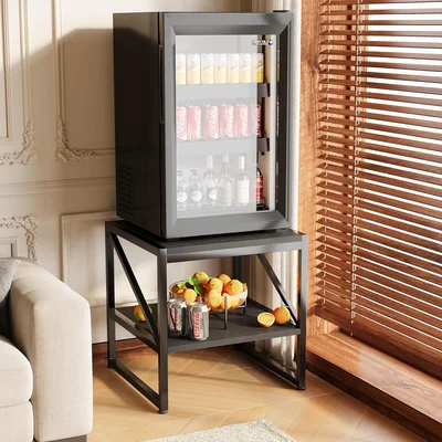 Mexin 20 Inch Square End Table Mini Fridge Stand with 2 Tier Storage S