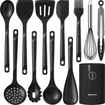Silicone Cooking Utensils Set - 600°F Heat Resistant, Nonstick Kitchen