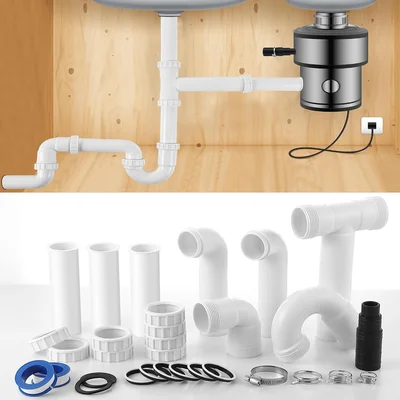 27-Piece Garbage Disposal Installation Kit for Double Bowl Sink with C