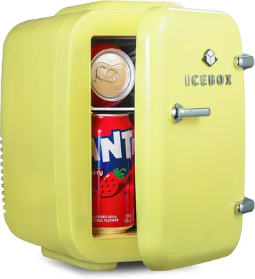 IceBox 4-Liter Mini Fridge Cooler and Warmer Model IBMF4SUN Sun Yellow