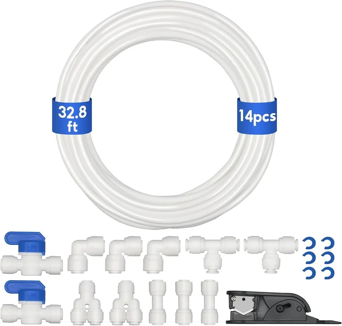 Lifevant Water Line Kit 1/4 Inch O.D. Water Tubing 32.8FT for R.O. Sys