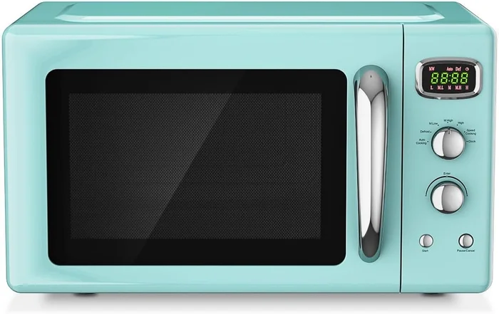 SIMOE 0.9 Cu.ft Retro Microwave Oven with 900W Power and 5 Micro Power