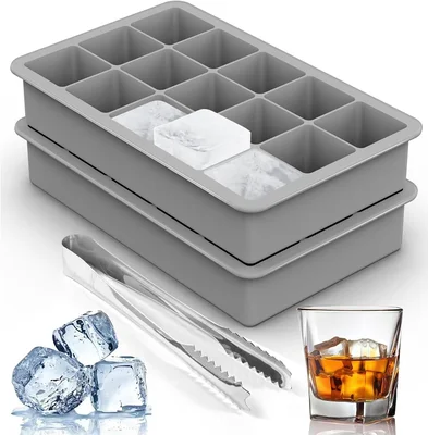 Silicone Ice Cube Trays for Freezer Set of 2, Square Ice Cubes Mold, B