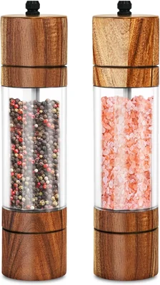 XWXO Premium Acacia Wood Salt and Pepper Grinder Set with Acrylic Body