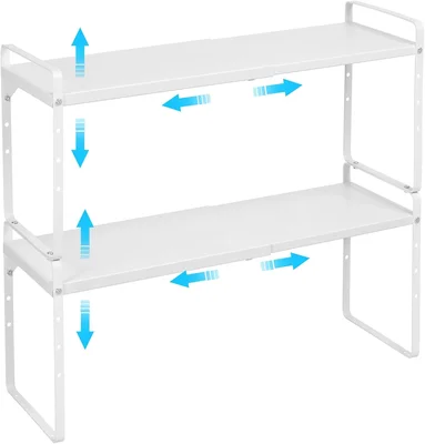 15.5 to 25.5 Inch Expandable Kitchen Cabinet Organizer Shelf, 30 LBS H