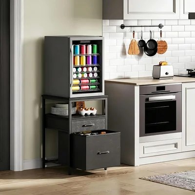 Herture Mini Fridge Stand with 3 Storage Shelves for Small Refrigerato
