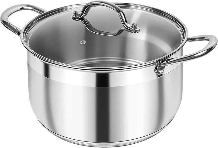 Kirecoo 5 Quart Stainless Steel Induction Stock Pot with Visible Lid f