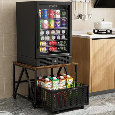 Urban Deco Mini Fridge Stand with Storage Heavy Duty Fridge Cart with 