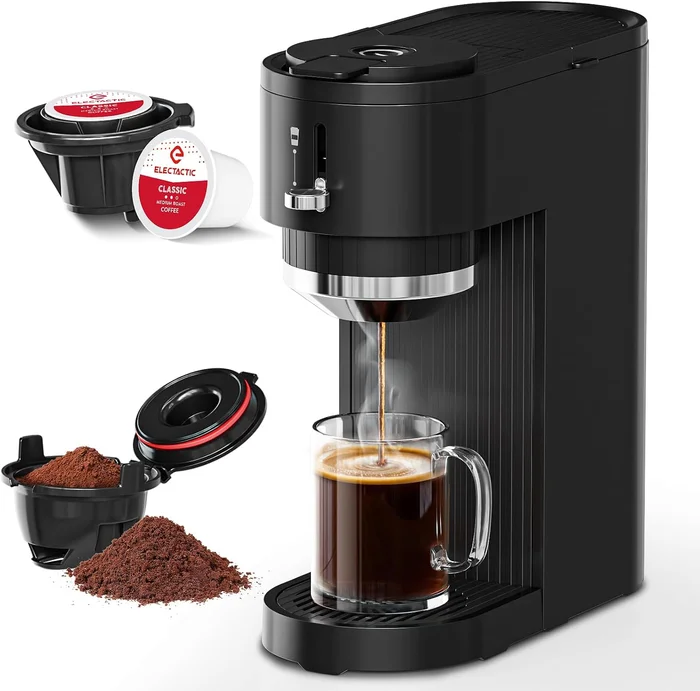 Versatile Single Serve Coffee Maker Brew with Pods and Grounds 14 Oz