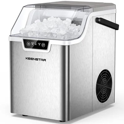 Nugget Countertop Ice Maker with Soft Chewable Ice 40Lbs, Pebble Sonic