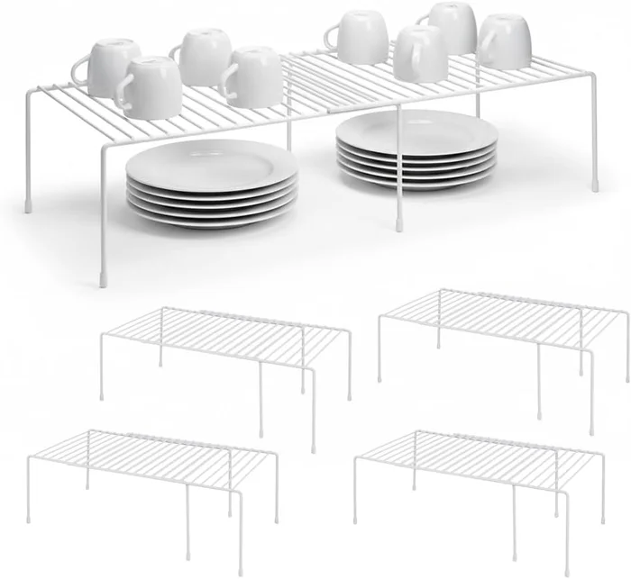 4-Pack Expandable Medium Kitchen Organizer Rack, Kitchen Shelves for S