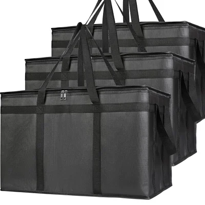 Bodaon 3 Pack XXXL Insulated Food Delivery Bags Catering Cooler Bag Bl