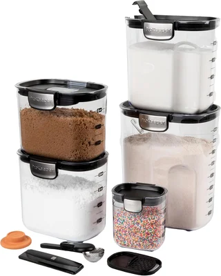 ProKeeper Plus Airtight Food Storage Container Set Clear Plastic Flour