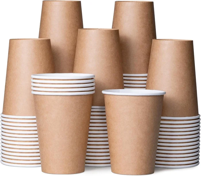 MATICAN Disposable Coffee Cups – 100-Pack 12-oz Bulk Paper Cups for Ho