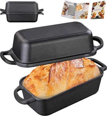 GRMImosa 9x5 Inch Cast Iron Loaf Pan with Lid – Premium Sourdough Baki