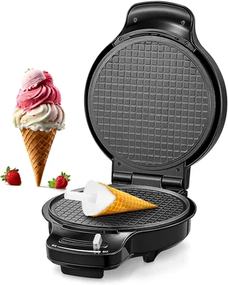 FOHERE Waffle Cone Maker Machine and Ice Cream Bowl Maker with Tempera
