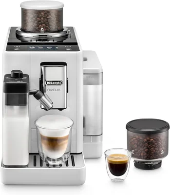 De'Longhi Rivelia Automatic Espresso Machine with Milk Frother in Whit