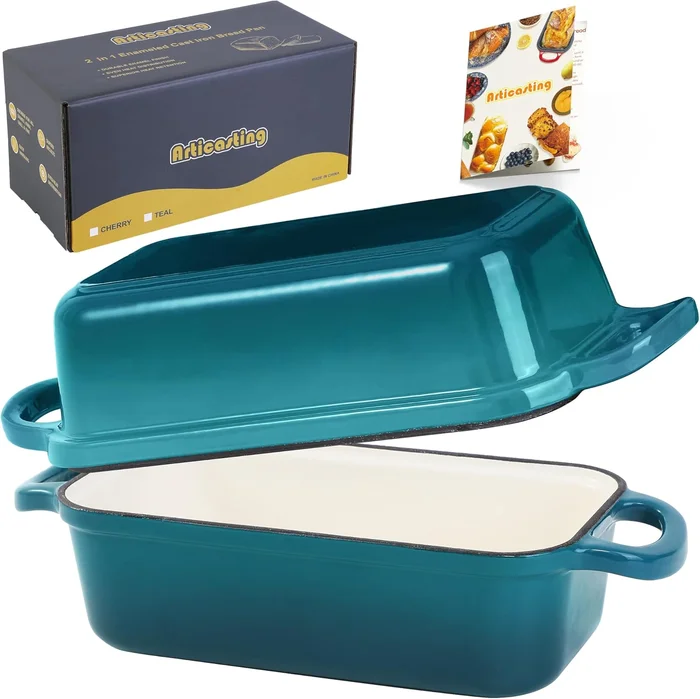 9x5 Cast Iron Loaf Pan with Lid for Homemade Bread – Heavy-Duty Oven-S
