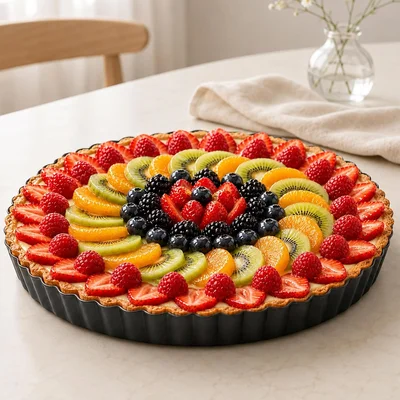 9 Inch Quiche Tart Pans with Pie Cake Server, Removable Bottom Non-Sti