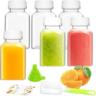 Plastic Juice Bottles, Reusable Juice Containers with White Tamper Pro