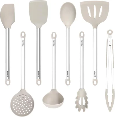 Vayvnt 8PCS Silicone Kitchen Utensil Set Dishwasher Safe Heat Resistan