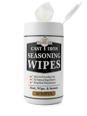 Cookware Care Cast Iron Seasoning Oil Wipes to Season, Oil, and Condit