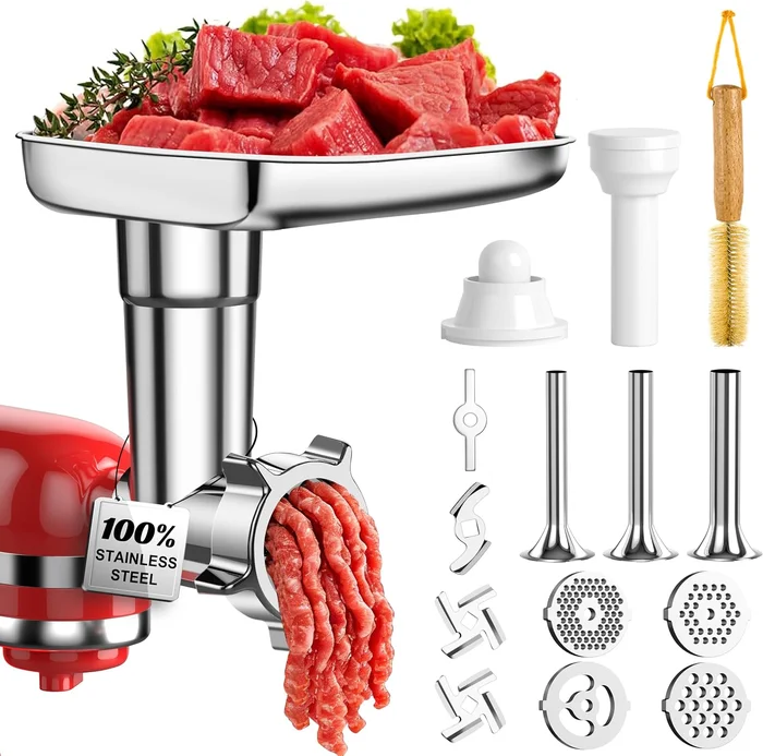 100% Polished Stainless Steel Meat Grinder Attachment for KitchenAid M