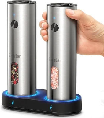 Zadelar Rechargeable Electric Salt and Pepper Grinder Set with USB-C C