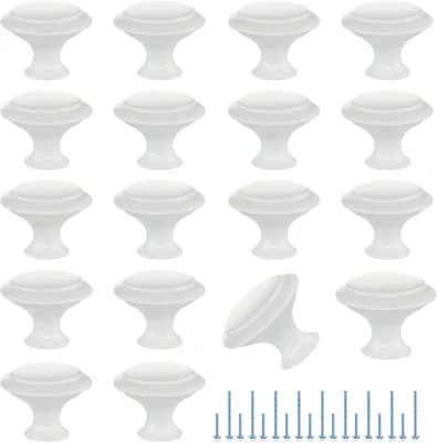 JOY DECOR 18 Pack White 30mm Kitchen Cabinet Knobs Drawer Hardware Set