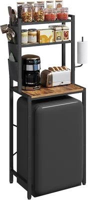 MAHANCRIS 3-Tier Bakers Rack with Mini Fridge Shelf Microwave Stand Co