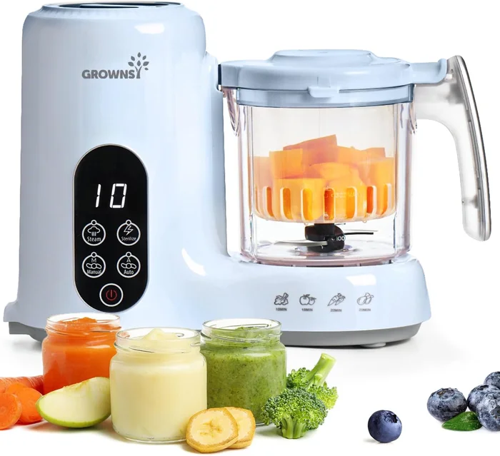 Grownsy Blue Baby Food Maker and Steamer Blender Processor for Simple 