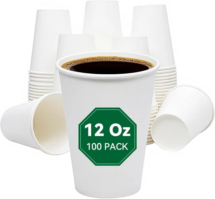 100 Count 12 Oz Paper Coffee Cups – Disposable Cups for Hot and Cold D