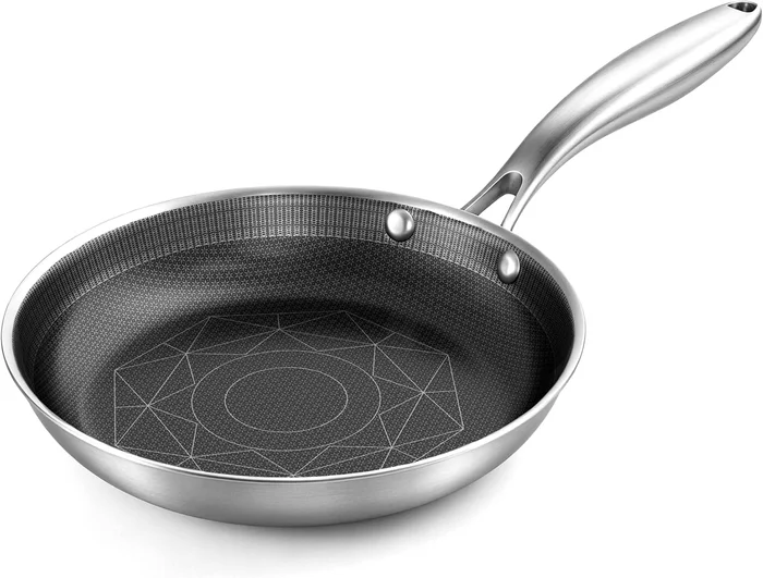COOKER KING 8-Inch Stainless Steel Pan Hybrid Nonstick Frying Pan for 