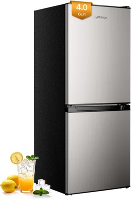 Upstreman 4.0 Cu.Ft Mini fridge with Bottom Freezer, Double Door, Low 