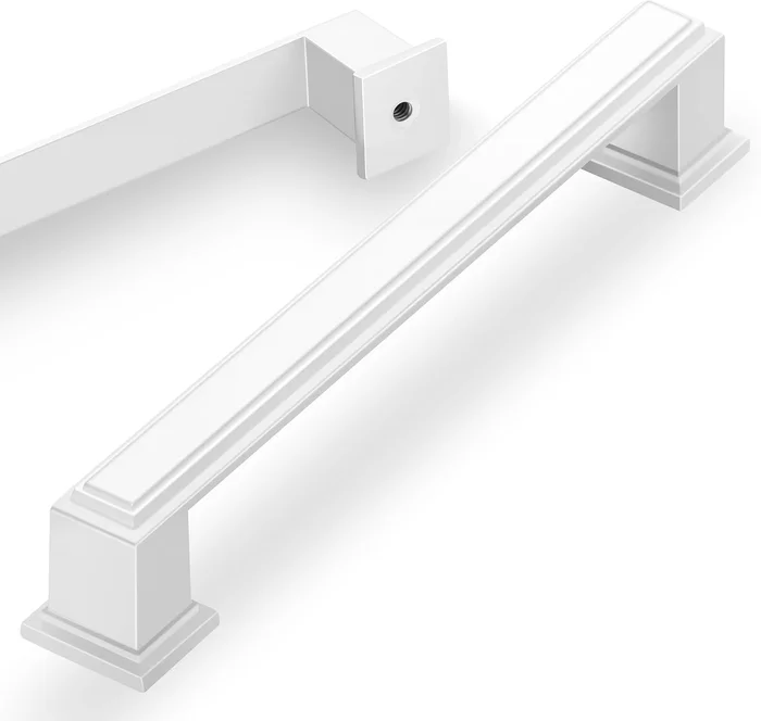 Lardmon 10 Pack 5 Inch Matte White Modern Cabinet Pulls 128mm Hole Cen